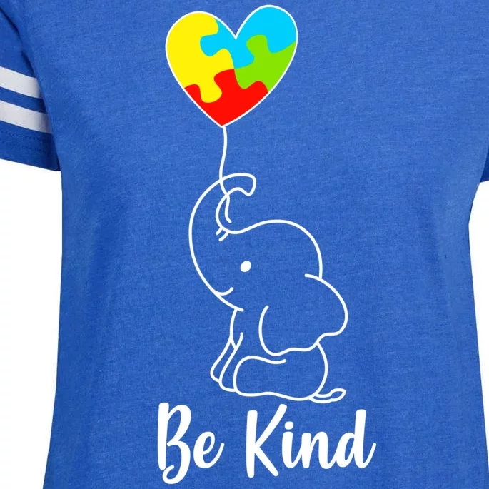 Autism Awareness Be Kind Elephant Enza Ladies Jersey Football T-Shirt