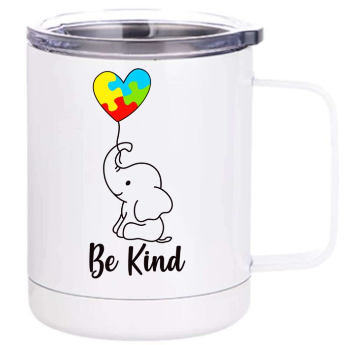 Autism Awareness Be Kind Elephant Front & Back 12oz Stainless Steel Tumbler Cup