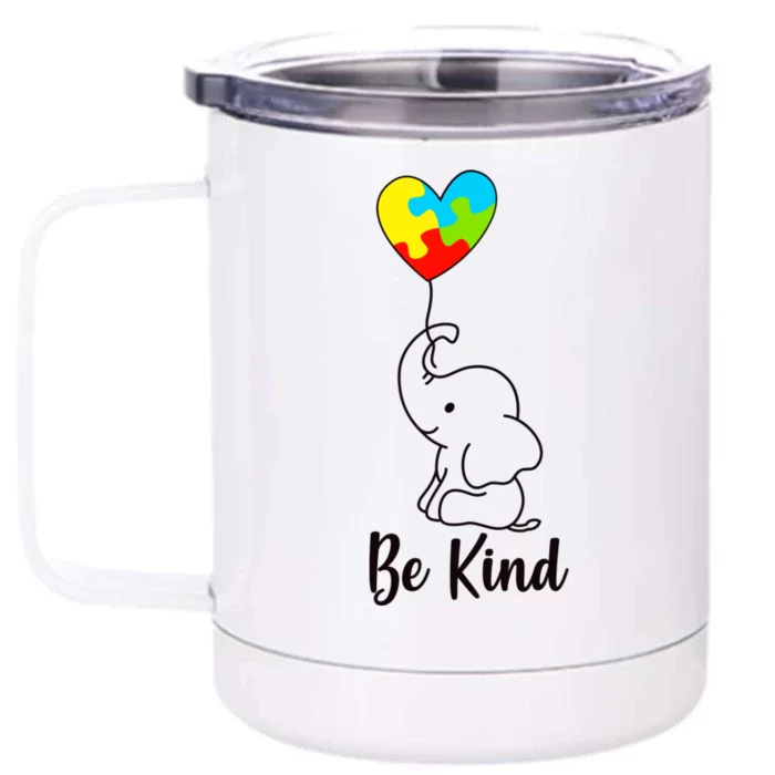 Autism Awareness Be Kind Elephant Front & Back 12oz Stainless Steel Tumbler Cup