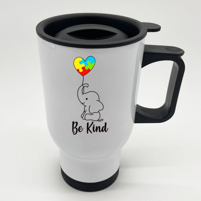 Autism Awareness Be Kind Elephant Front & Back Stainless Steel Travel Mug