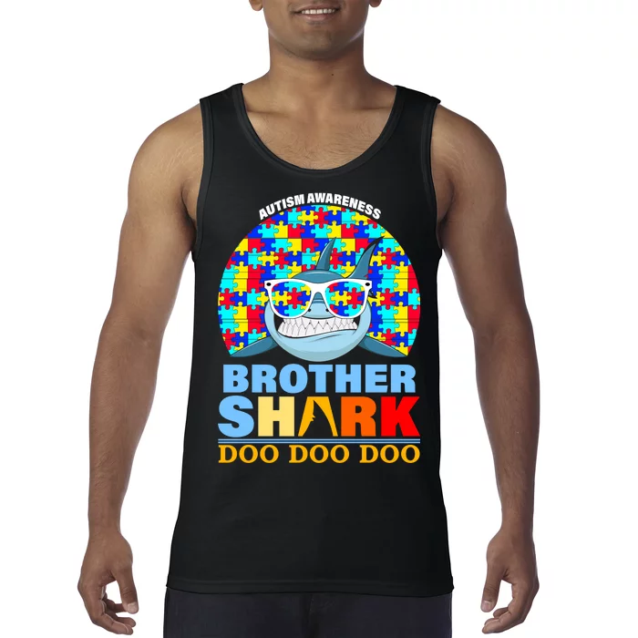 Autism Awareness Brother Shark Puzzles Tank Top