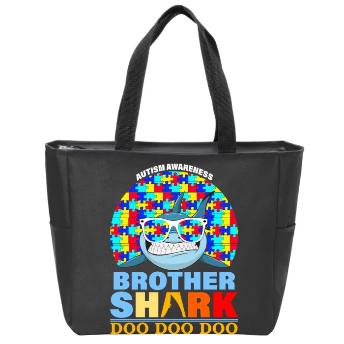 Autism Awareness Brother Shark Puzzles Zip Tote Bag