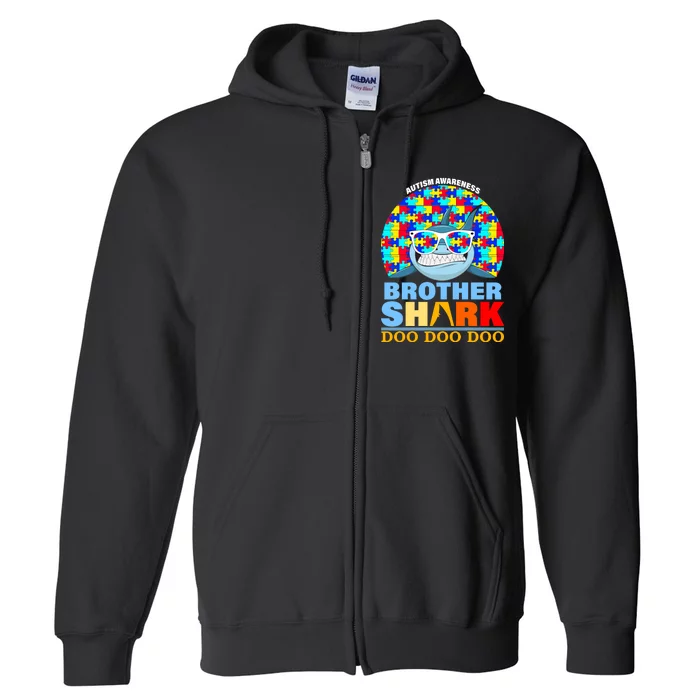 Autism Awareness Brother Shark Puzzles Full Zip Hoodie