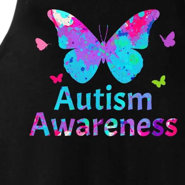 Autism Awareness Butterflies Ladies Tri-Blend Wicking Tank