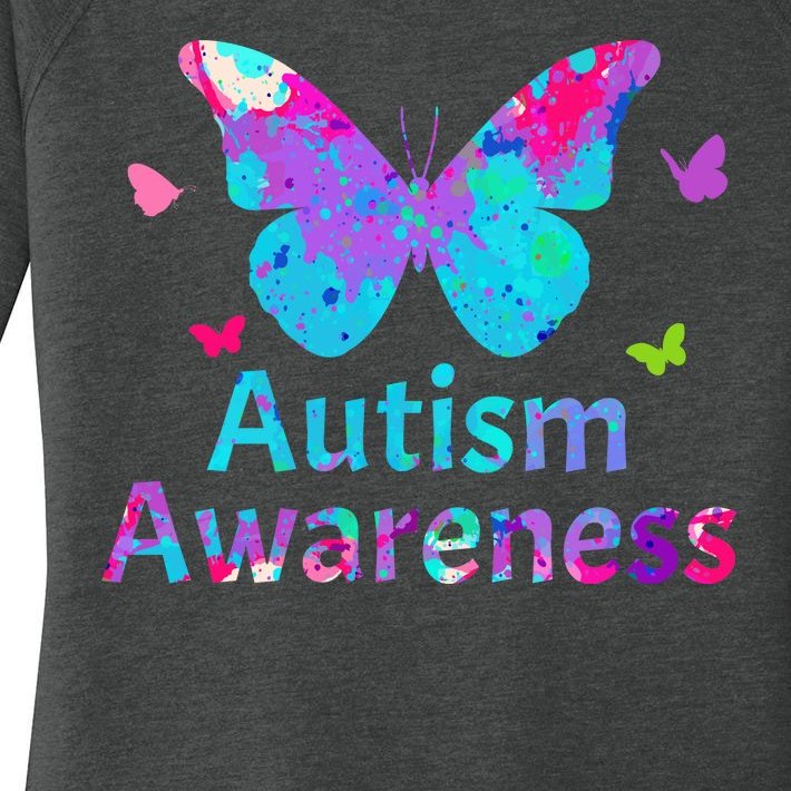 Autism Awareness Butterflies Women’s Perfect Tri Tunic Long Sleeve Shirt