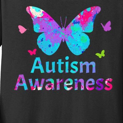 Autism Awareness Butterflies Kids Long Sleeve Shirt