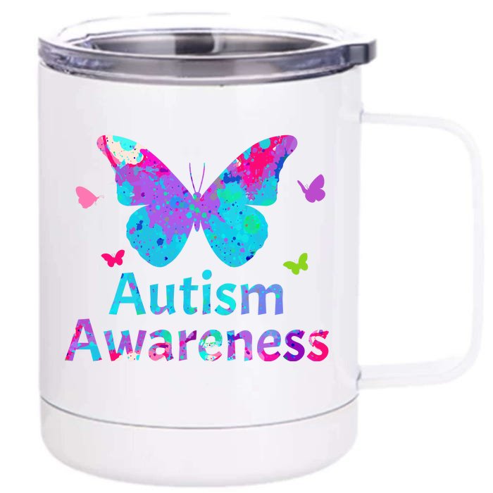 Autism Awareness Butterflies Front & Back 12oz Stainless Steel Tumbler Cup