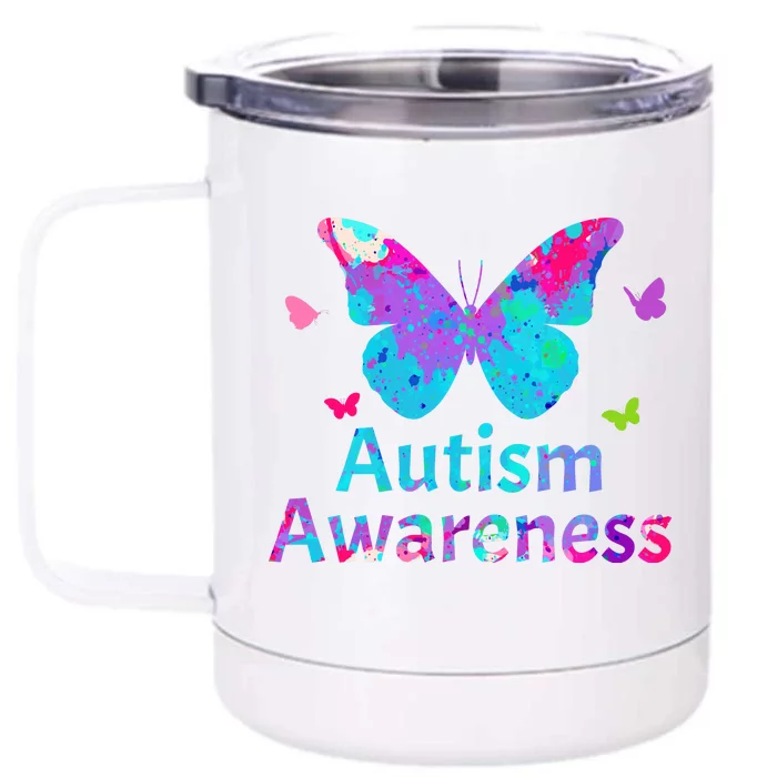 Autism Awareness Butterflies Front & Back 12oz Stainless Steel Tumbler Cup