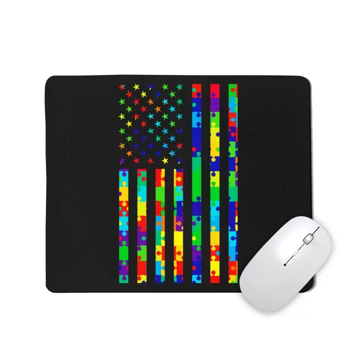 Autism Awareness Colorful Puzzle Flag Mousepad