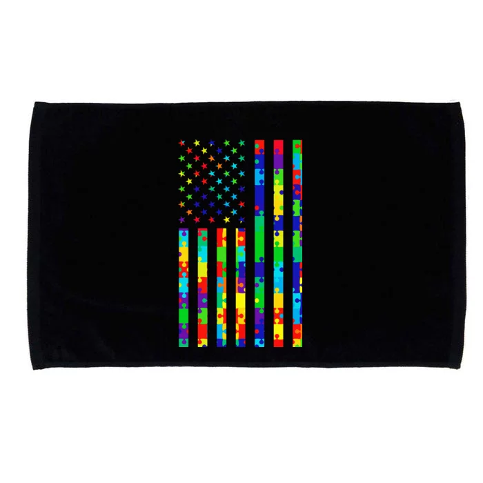 Autism Awareness Colorful Puzzle Flag Microfiber Hand Towel