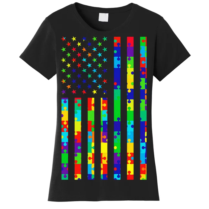 Autism Awareness Colorful Puzzle Flag Women's T-Shirt