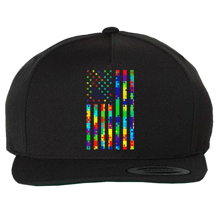 Autism Awareness Colorful Puzzle Flag Wool Snapback Cap