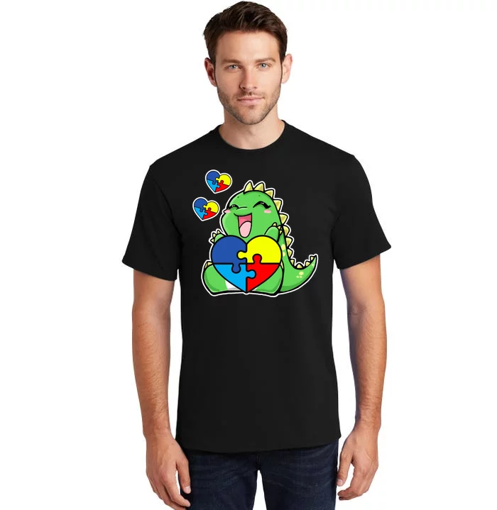 Autism Awareness Cute Dinosaur Puzzle Piece Tall T-Shirt