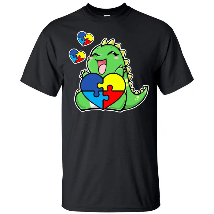 Autism Awareness Cute Dinosaur Puzzle Piece Tall T-Shirt