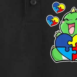 Autism Awareness Cute Dinosaur Puzzle Piece Dry Zone Grid Performance Polo