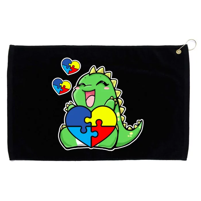 Autism Awareness Cute Dinosaur Puzzle Piece Grommeted Golf Towel