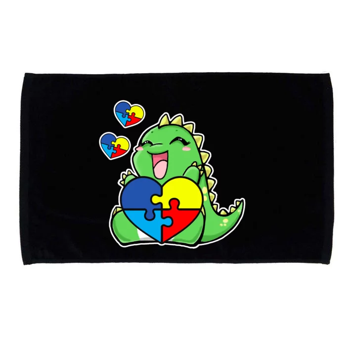 Autism Awareness Cute Dinosaur Puzzle Piece Microfiber Hand Towel