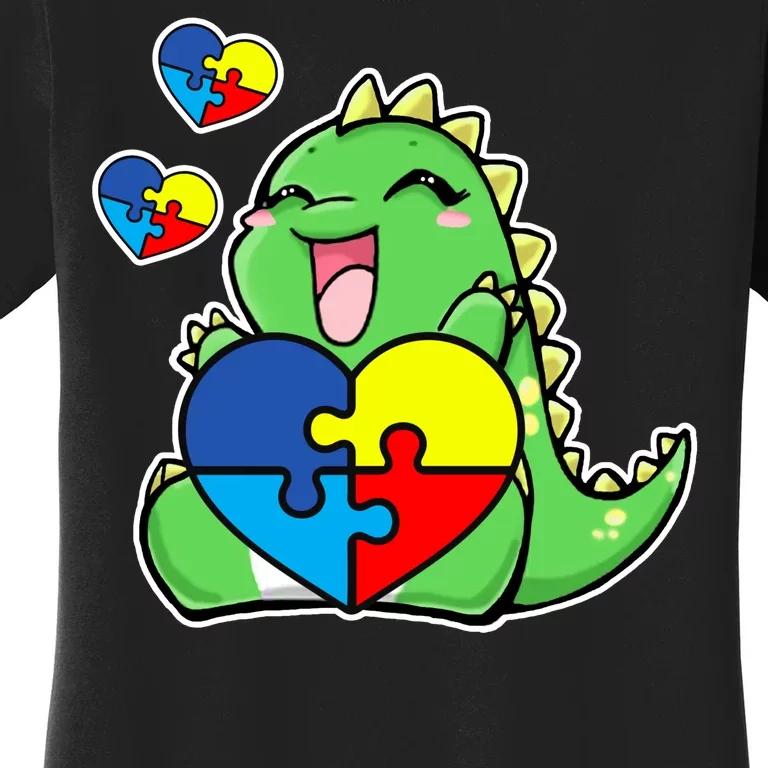 Autism Awareness Cute Dinosaur Puzzle Piece Women's T-Shirt