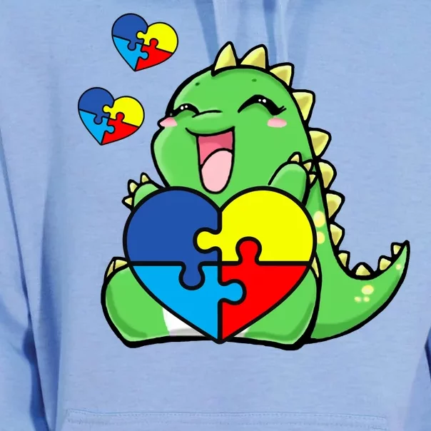 Autism Awareness Cute Dinosaur Puzzle Piece Unisex Surf Hoodie