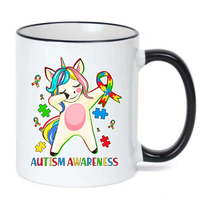 Autism Awareness Dabbing Unicorn Black Color Changing Mug