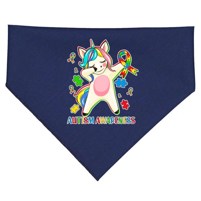 Autism Awareness Dabbing Unicorn USA-Made Doggie Bandana