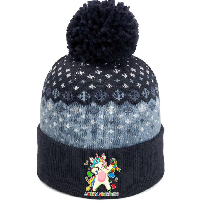 Autism Awareness Dabbing Unicorn The Baniff Cuffed Pom Beanie