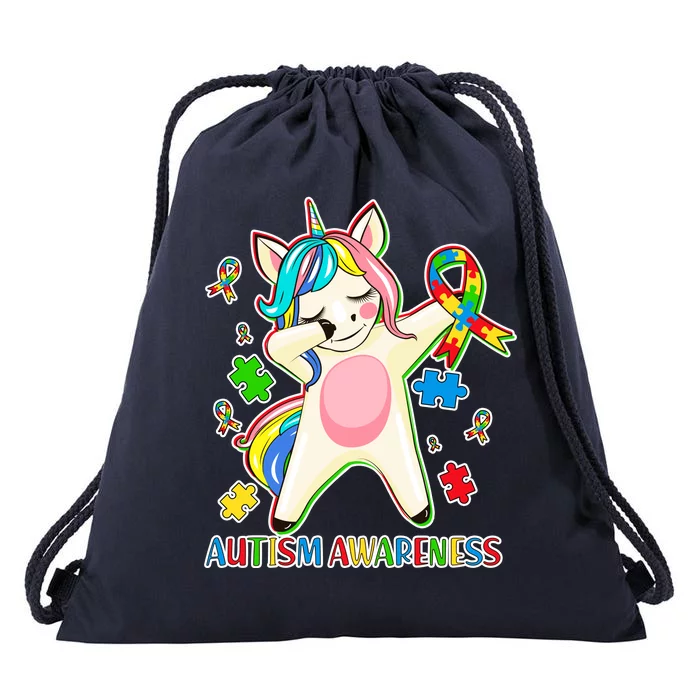 Autism Awareness Dabbing Unicorn Drawstring Bag