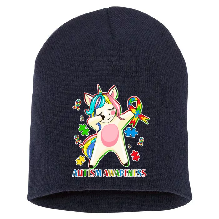 Autism Awareness Dabbing Unicorn Short Acrylic Beanie