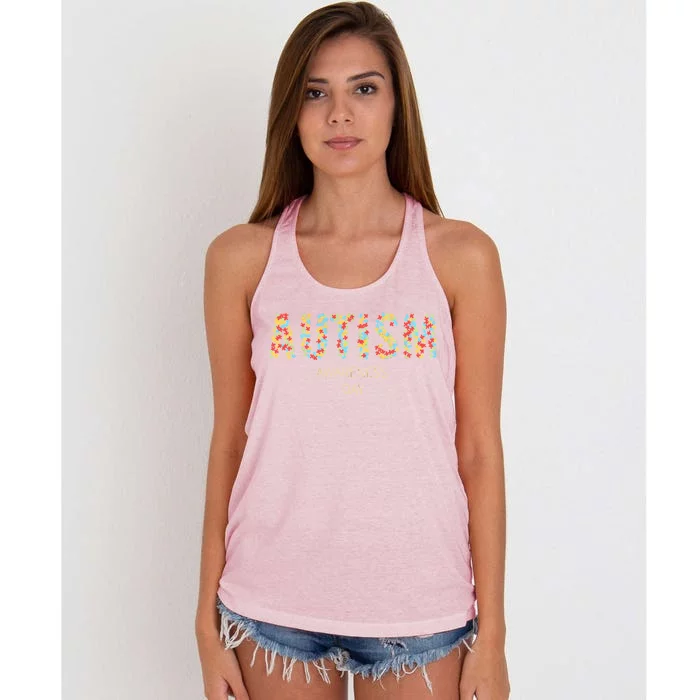 Autism Awareness Day Women's Knotted Racerback Tank