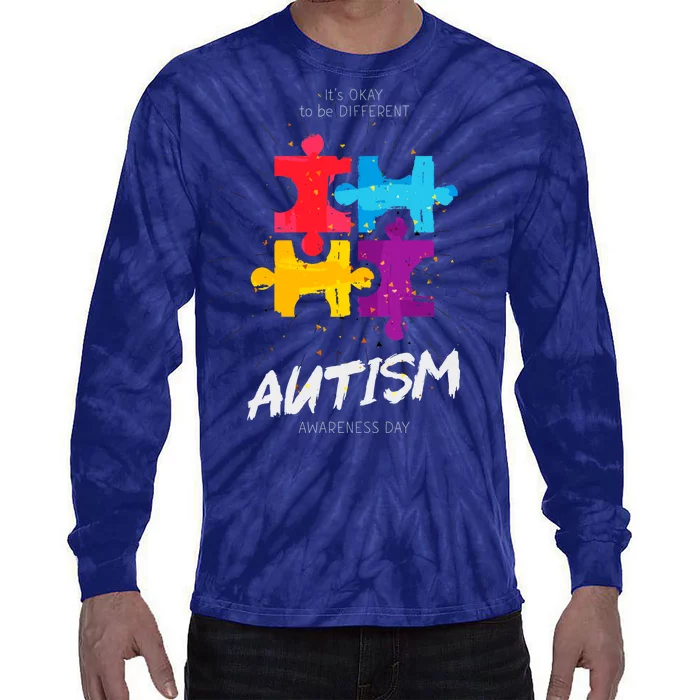 Autism Awareness Day Be Different Tie-Dye Long Sleeve Shirt