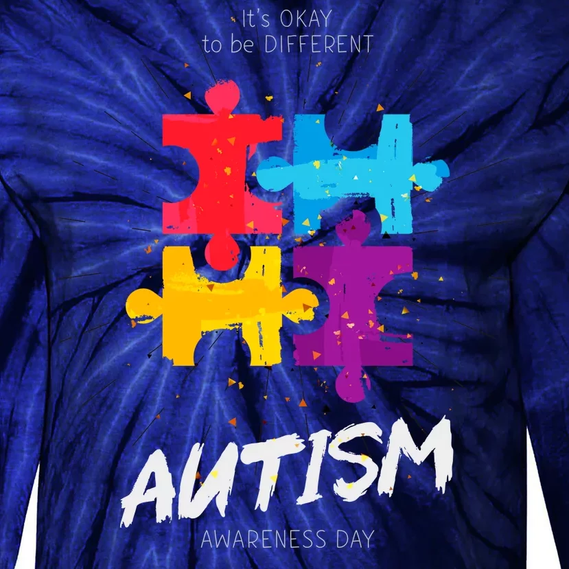 Autism Awareness Day Be Different Tie-Dye Long Sleeve Shirt