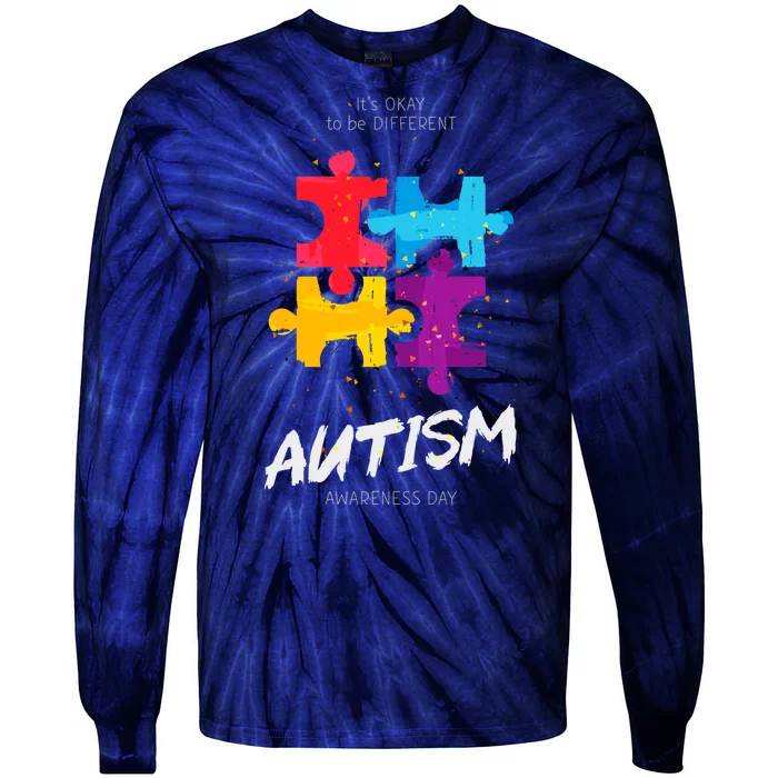 Autism Awareness Day Be Different Tie-Dye Long Sleeve Shirt