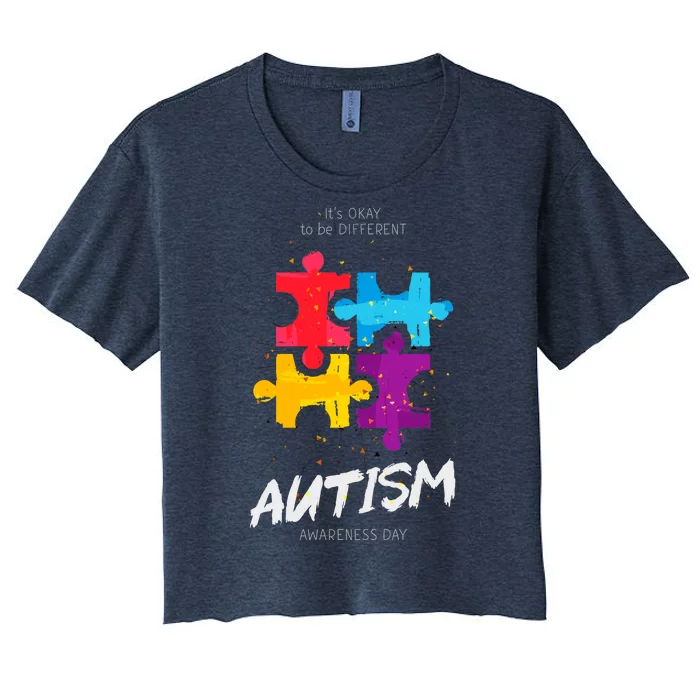 Autism Awareness Day Be Different Women's Crop Top Tee