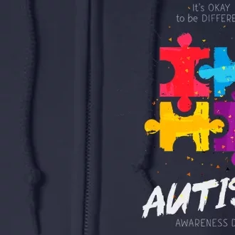 Autism Awareness Day Be Different Full Zip Hoodie