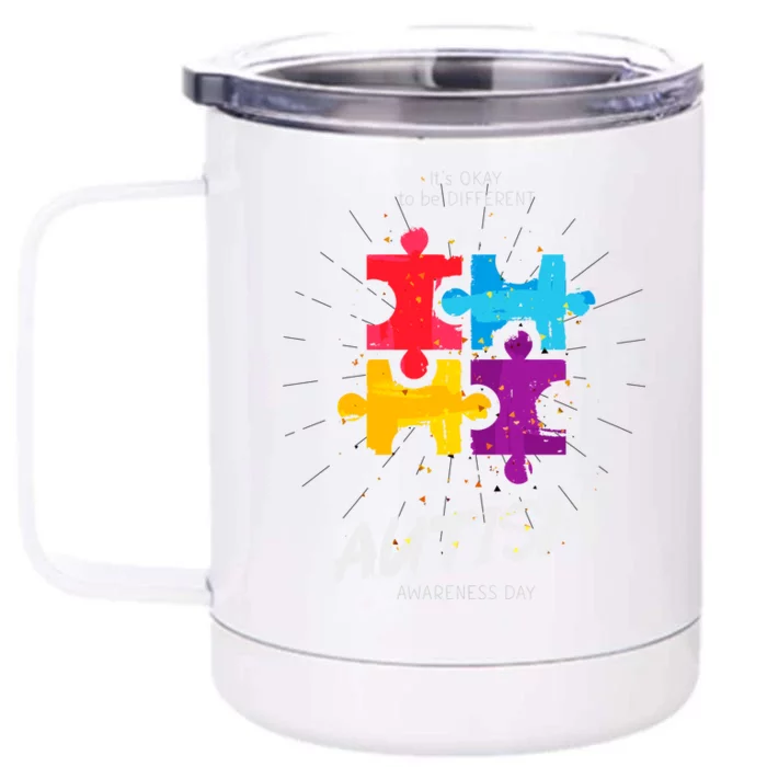 Autism Awareness Day Be Different Front & Back 12oz Stainless Steel Tumbler Cup