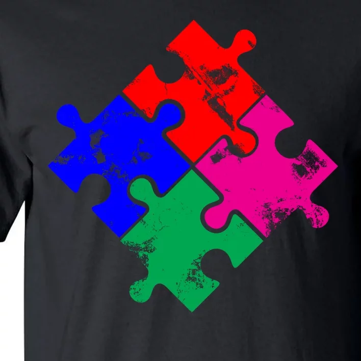 Autism Awareness Distressed Puzzle Pieces Tall T-Shirt