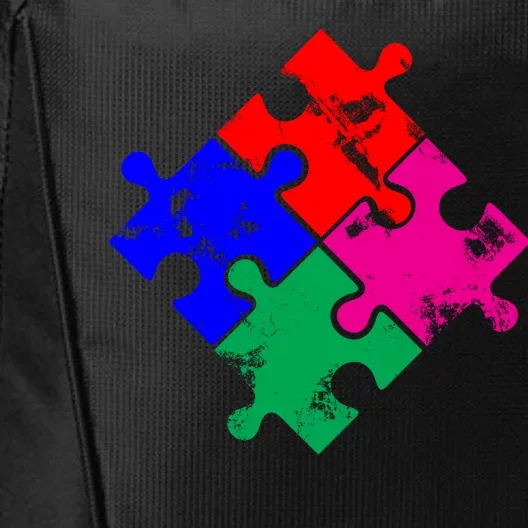 Autism Awareness Distressed Puzzle Pieces City Backpack