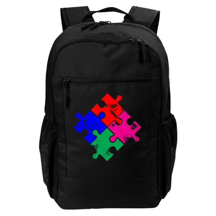 Autism Awareness Distressed Puzzle Pieces Daily Commute Backpack