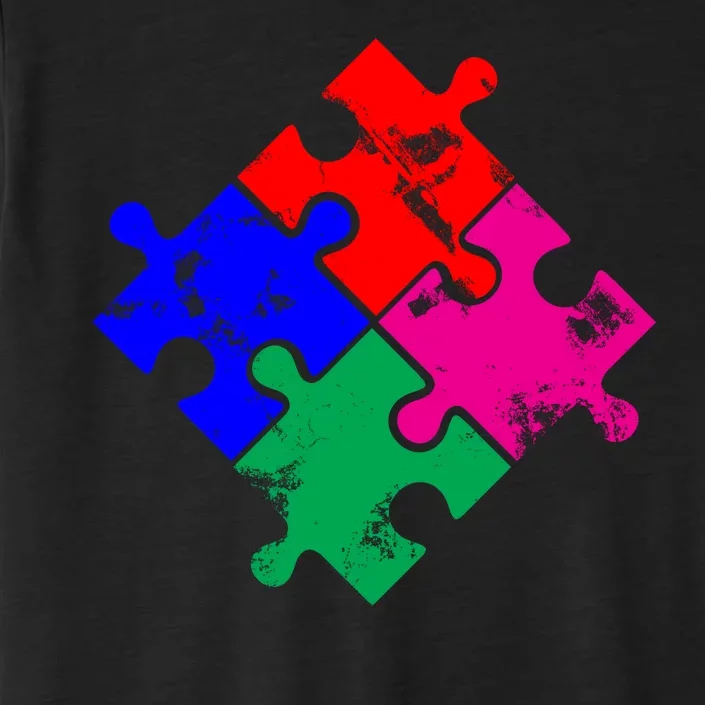 Autism Awareness Distressed Puzzle Pieces ChromaSoft Performance T-Shirt