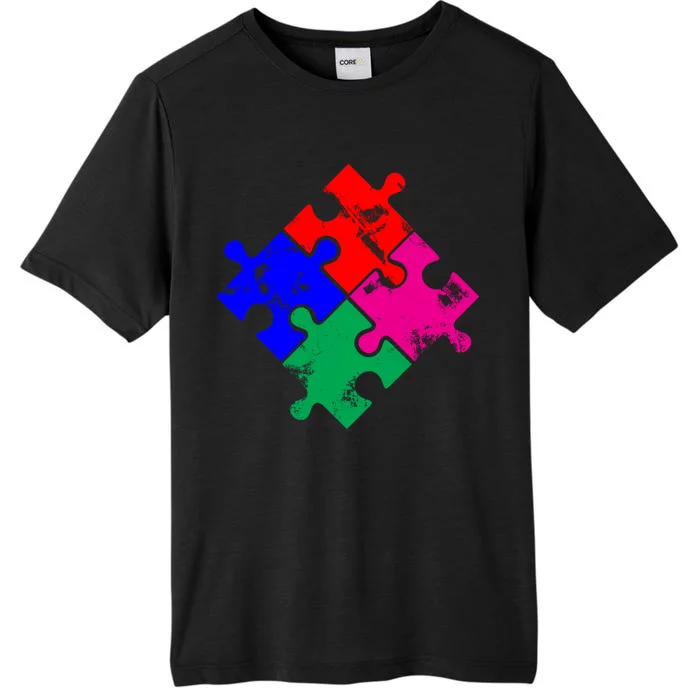 Autism Awareness Distressed Puzzle Pieces ChromaSoft Performance T-Shirt