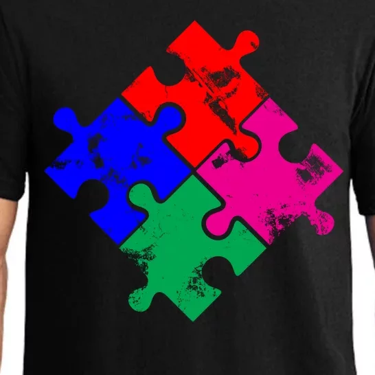 Autism Awareness Distressed Puzzle Pieces Pajama Set