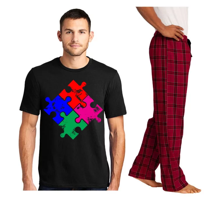 Autism Awareness Distressed Puzzle Pieces Pajama Set