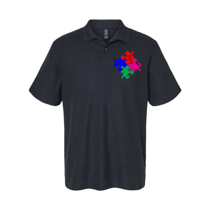 Autism Awareness Distressed Puzzle Pieces Softstyle Adult Sport Polo