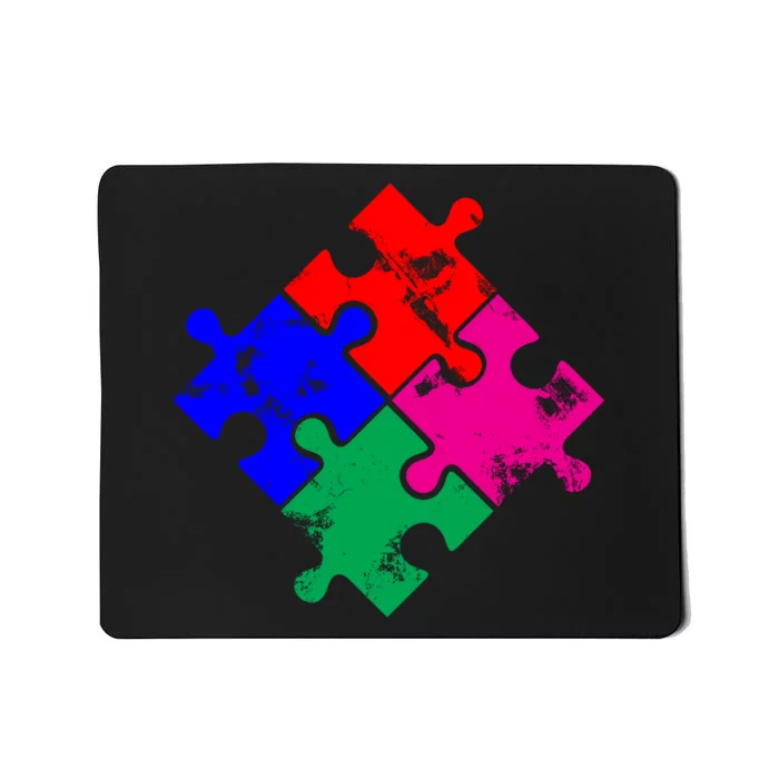 Autism Awareness Distressed Puzzle Pieces Mousepad