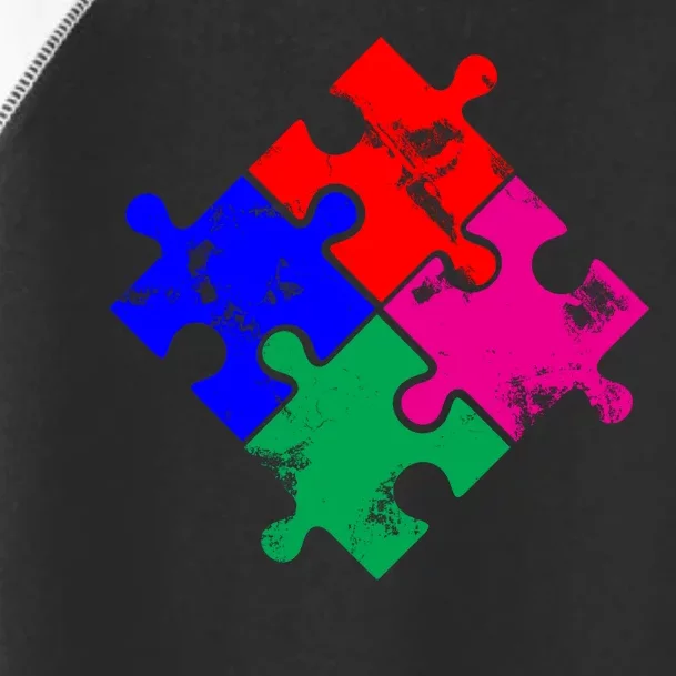 Autism Awareness Distressed Puzzle Pieces Toddler Fine Jersey T-Shirt