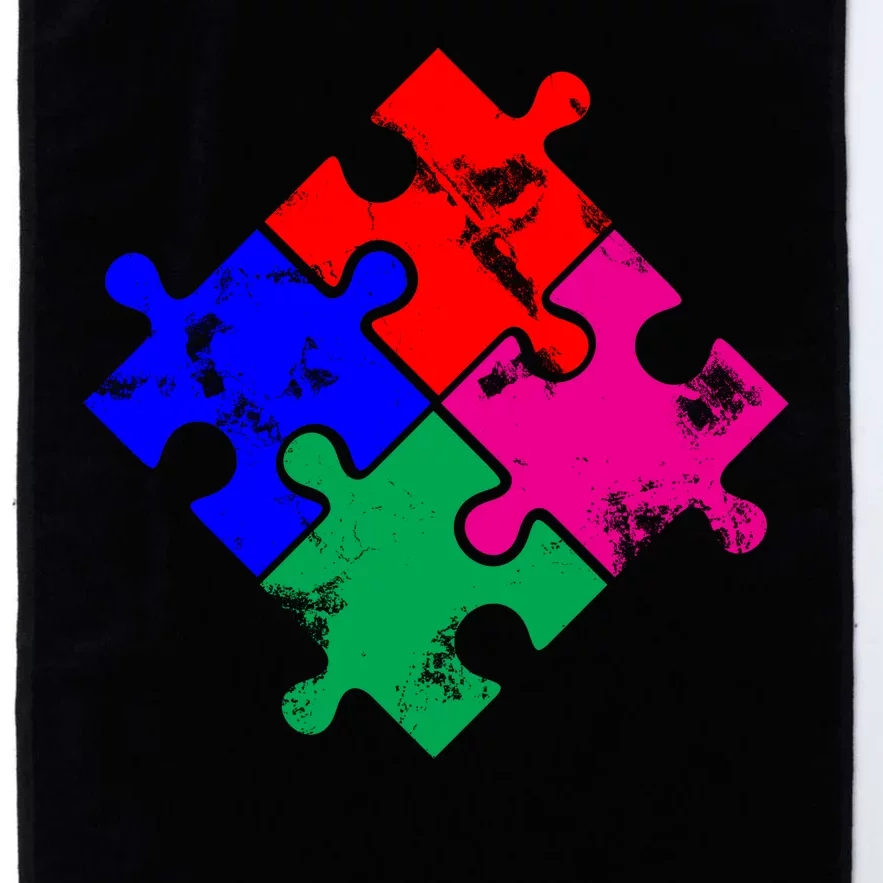 Autism Awareness Distressed Puzzle Pieces Platinum Collection Golf Towel