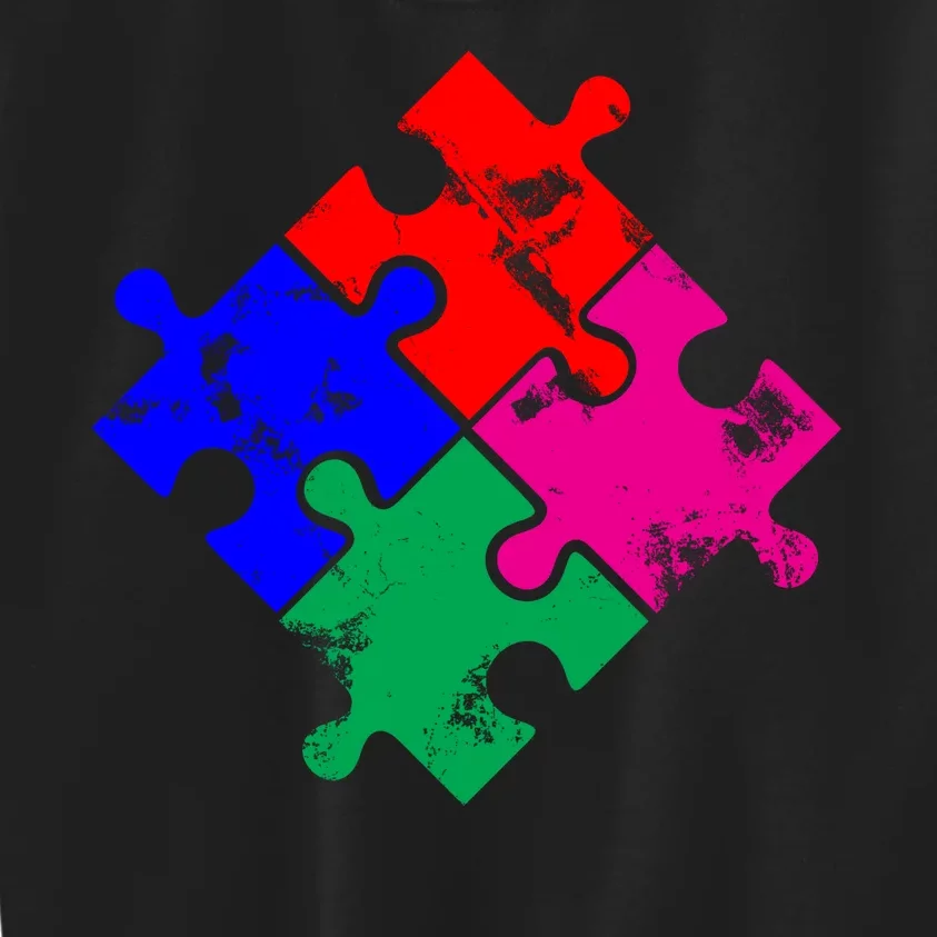 Autism Awareness Distressed Puzzle Pieces Kids Sweatshirt