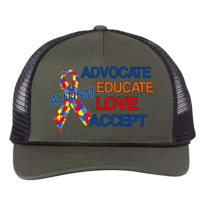 Autism Awareness Educate Retro Rope Trucker Hat Cap