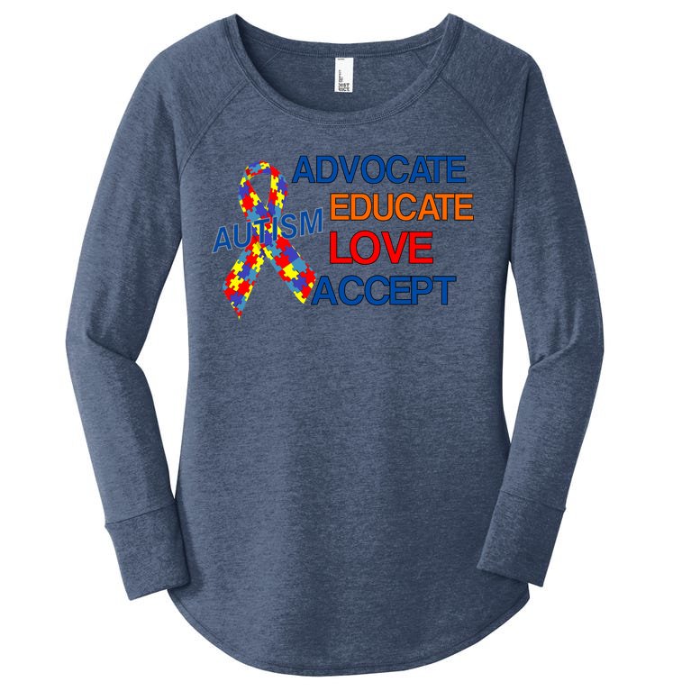 Autism Awareness Educate Women’s Perfect Tri Tunic Long Sleeve Shirt