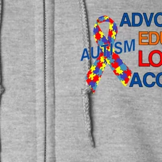 Autism Awareness Educate Full Zip Hoodie